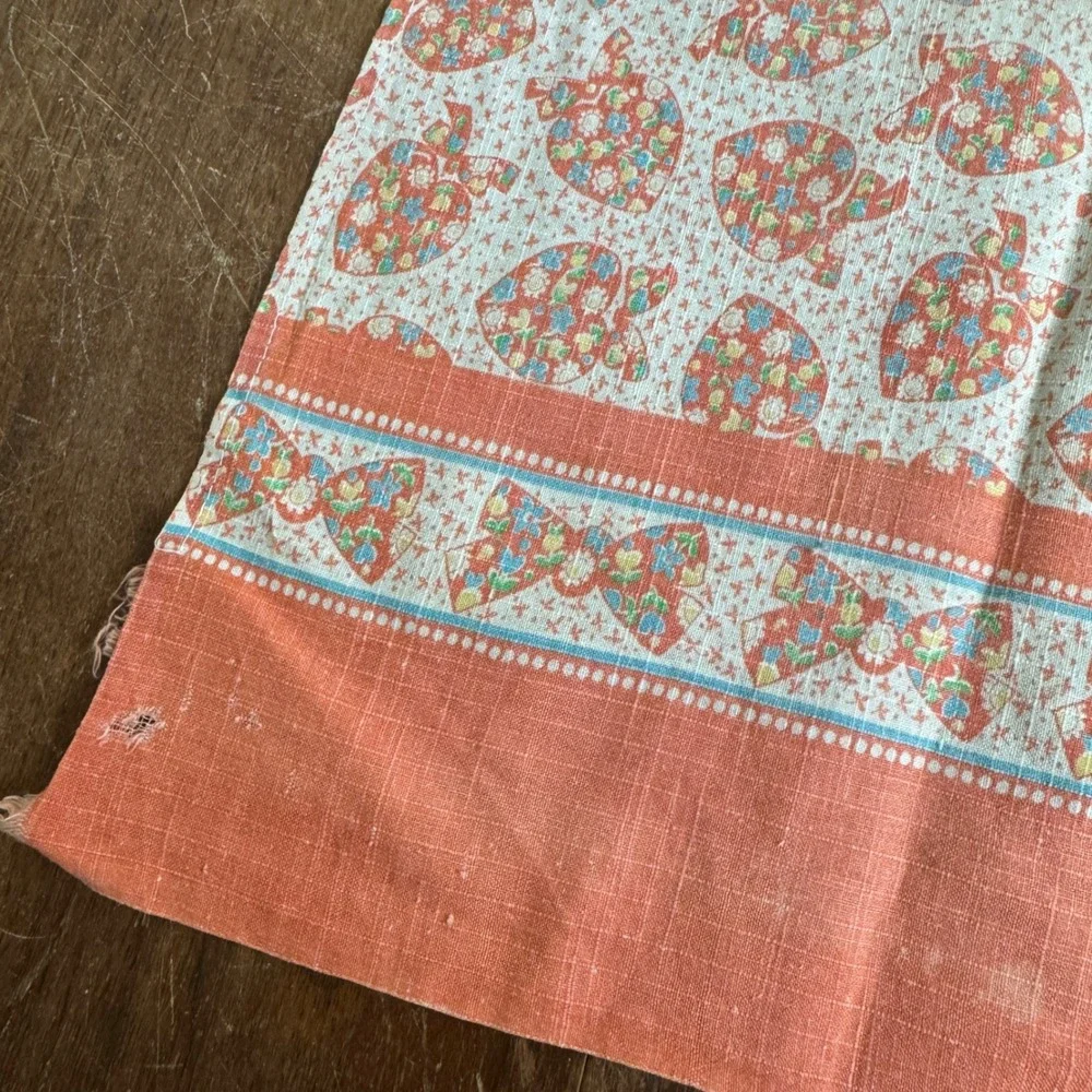 Vintage‎ 1940s Basic Square Cut kitchen half Apron Floral Heart pattern